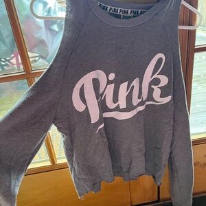 PINK Victoria's Secret Gray Sweatshirt with Pink Logo